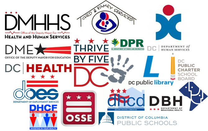 DC government agency logos of Thrive by Five Coordinating Council members